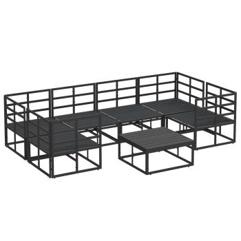 Garten-Sofa-Set 7 pcs Schwarz Aluminium