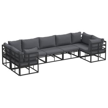 ARDEBO.de - Garten-Sofa-Set 7 pcs Schwarz Aluminium