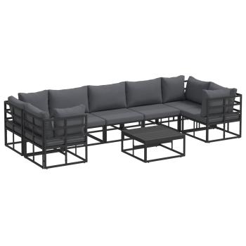 Garten-Sofa-Set 8 pcs Schwarz Aluminium