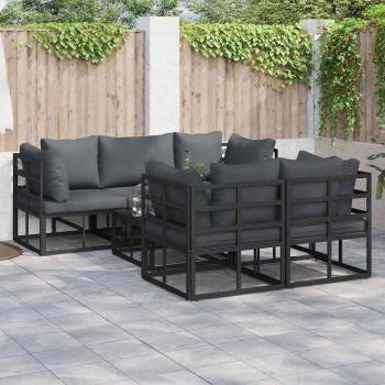 ARDEBO.de - Garten-Sofa-Set 6 pcs Schwarz 70 x 70 x 32 cm Aluminium
