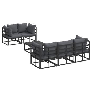 Garten-Sofa-Set 6 pcs Schwarz 70 x 70 x 32 cm Aluminium