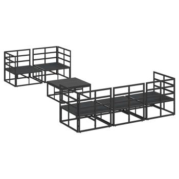 Gartensofa-set mit Kissen 6 pcs Schwarz Stahl