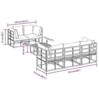Gartensofa-set mit Kissen 6 pcs Schwarz Stahl