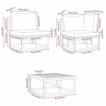 Gartensofa-set mit Kissen 6 pcs Schwarz Stahl