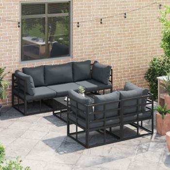 Garten-Sofa-Set 6 pcs Schwarz 70 x 70 x 32 cm Aluminium