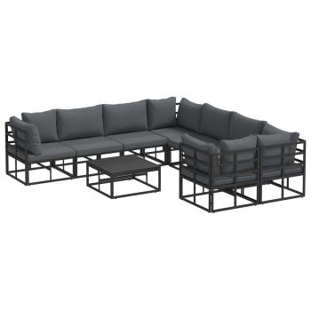 Garten-Sofa-Set 9 pcs Schwarz 70 x 70 x 32 cm Aluminium
