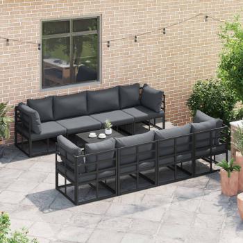 Garten-Sofa-Set 9 pcs Schwarz 70 x 70 x 32 cm Aluminium