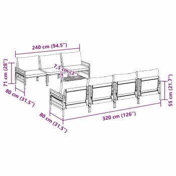 Garten-Sofa-Set mit Kissen mit Kissen 8 pcs Anthrazit 70 x 70,5 x 31,5 cm