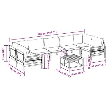 Garten-Sofa-Set 8 pcs Anthrazit Stahl