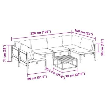 Garten-Sofa-Set 7 pcs Anthrazit Stahl