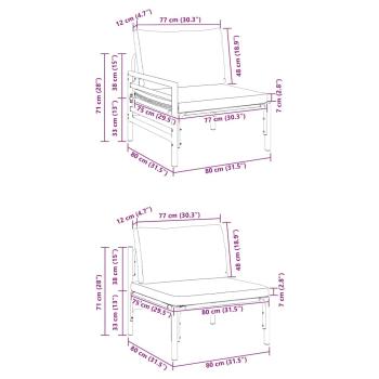 Gartensofa-set mit Kissen 8 pcs Schwarz Stahl