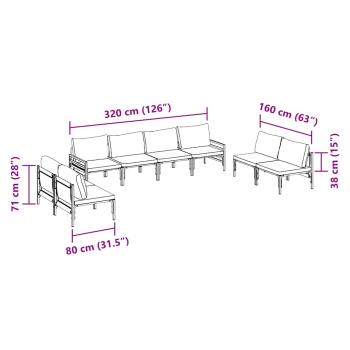 Garten-Sofa-Set 8 pcs Anthrazit Stahl