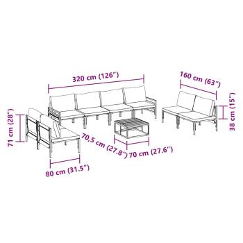 Garten-Sofa-Set 9 pcs Anthrazit Stahl