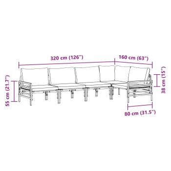 Gartensofa-set 5 Stk. Schwarz Stahl
