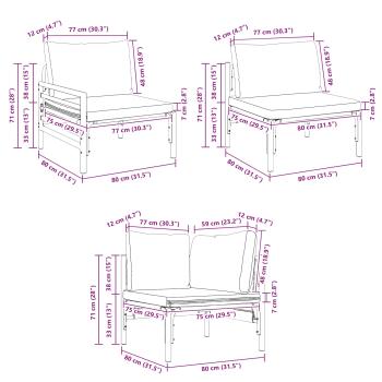 Gartensofa-set 5 Stk. Schwarz Stahl