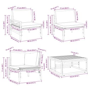 Gartensofa-set 6 Stk. Schwarz Stahl