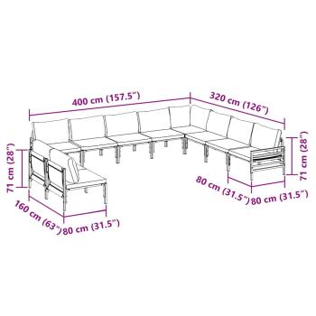 Garten-Sofa-Set 10 pcs Anthrazit Stahl