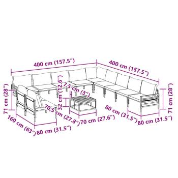 Garten-Sofa-Set 12 pcs Anthrazit Stahl
