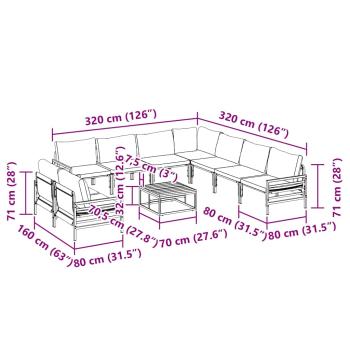 Garten-Sofa-Set 10 pcs Anthrazit Stahl