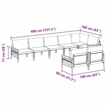 Garten-Sofa-Set 8 pcs Anthrazit Stahl