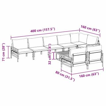 Garten-Sofa-Set 9 pcs Anthrazit Stahl