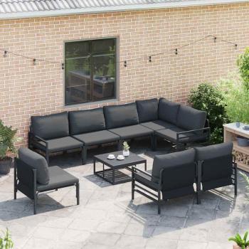 Garten-Sofa-Set 9 pcs Anthrazit Stahl
