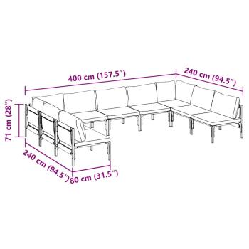 Garten-Sofa-Set 9 pcs Anthrazit Stahl