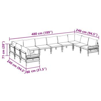 Gartensofa-set mit Kissen 10 pcs Schwarz Stahl