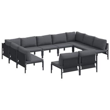 Garten-Sofa-Set 11 pcs Anthrazit Stahl