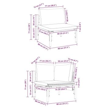 Gartensofa-set mit Kissen 11 pcs Schwarz Stahl