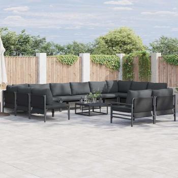 ARDEBO.de - Gartensofa-set 12 stk. Schwarz Stahl