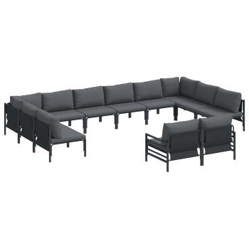Gartensofa-set 12 stk. Schwarz Stahl