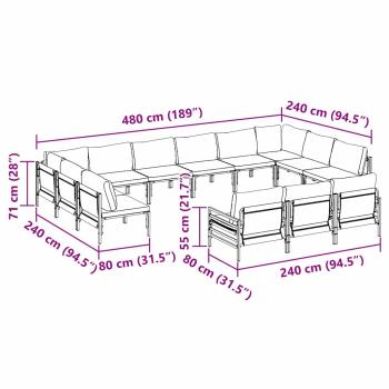 Gartensofa-set 13 Stk. Schwarz Stahl
