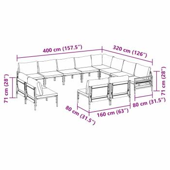 Gartensofa-set 12 Stk. Schwarz Stahl