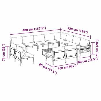 Garten-Sofa-Set 13 pcs Anthrazit Stahl