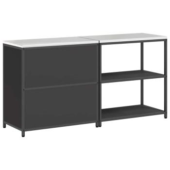 Küchenlager-Set mit Regal mit Speicher mit Tür Verstellbar 2 pcs Schwarz 150 x 50 x 92 cm