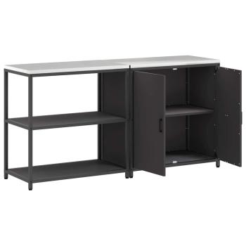 Küchenlager-Set mit Regal mit Speicher mit Tür Verstellbar 2 pcs Schwarz 150 x 50 x 92 cm