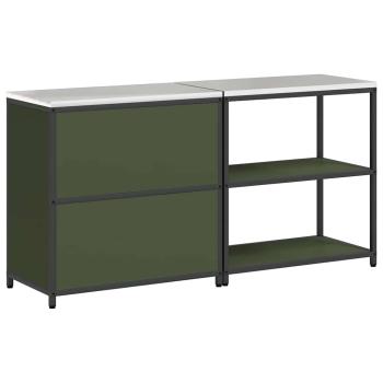 Küchenlager-Set mit Regal mit Speicher mit Tür Verstellbar 2 pcs Olive Grün 150 x 50 x 92 cm