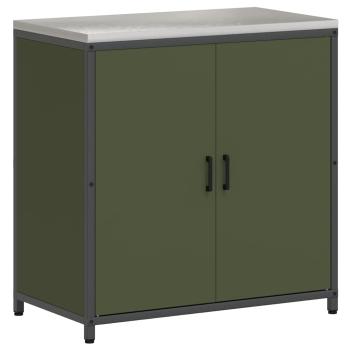 Küchenlager-Set mit Regal mit Speicher mit Tür Verstellbar 2 pcs Olive Grün 150 x 50 x 92 cm