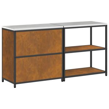 Küchenlager-Set mit Regal mit Speicher mit Tür Verstellbar 2 pcs Rostig 150 x 50 x 92 cm