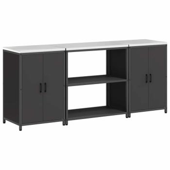 Küchenlager-Set mit Regal mit Speicher mit Tür 3 pcs Schwarz 210 x 50 x 92 cm