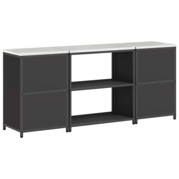 Küchenlager-Set mit Regal mit Speicher mit Tür 3 pcs Schwarz 210 x 50 x 92 cm