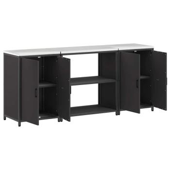 Küchenlager-Set mit Regal mit Speicher mit Tür 3 pcs Schwarz 210 x 50 x 92 cm