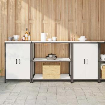 ARDEBO.de - Küchenlager-Set 3 pcs Weiß 210 x 50 x 92 cm Kaltgewalzter Stahl