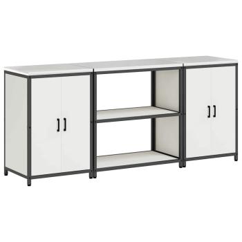 Küchenlager-Set 3 pcs Weiß 210 x 50 x 92 cm Kaltgewalzter Stahl