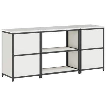 Küchenlager-Set 3 pcs Weiß 210 x 50 x 92 cm Kaltgewalzter Stahl