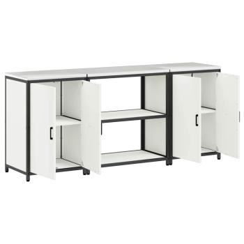 Küchenlager-Set 3 pcs Weiß 210 x 50 x 92 cm Kaltgewalzter Stahl