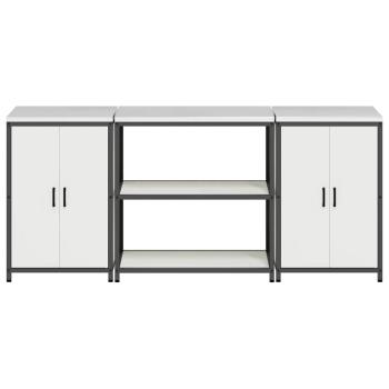 Küchenlager-Set 3 pcs Weiß 210 x 50 x 92 cm Kaltgewalzter Stahl