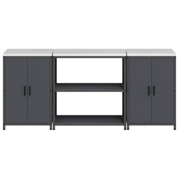 Küchenlager-Set mit Regal mit Speicher mit Tür 3 pcs Anthrazit 210 x 50 x 92 cm