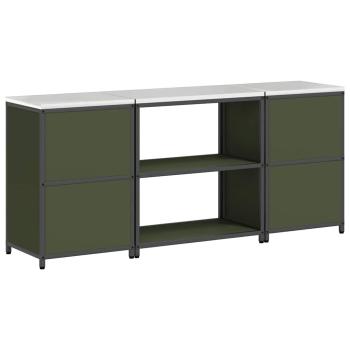 Küchenlager-Set mit Regal mit Speicher mit Tür 3 pcs Olive Grün 210 x 50 x 92 cm